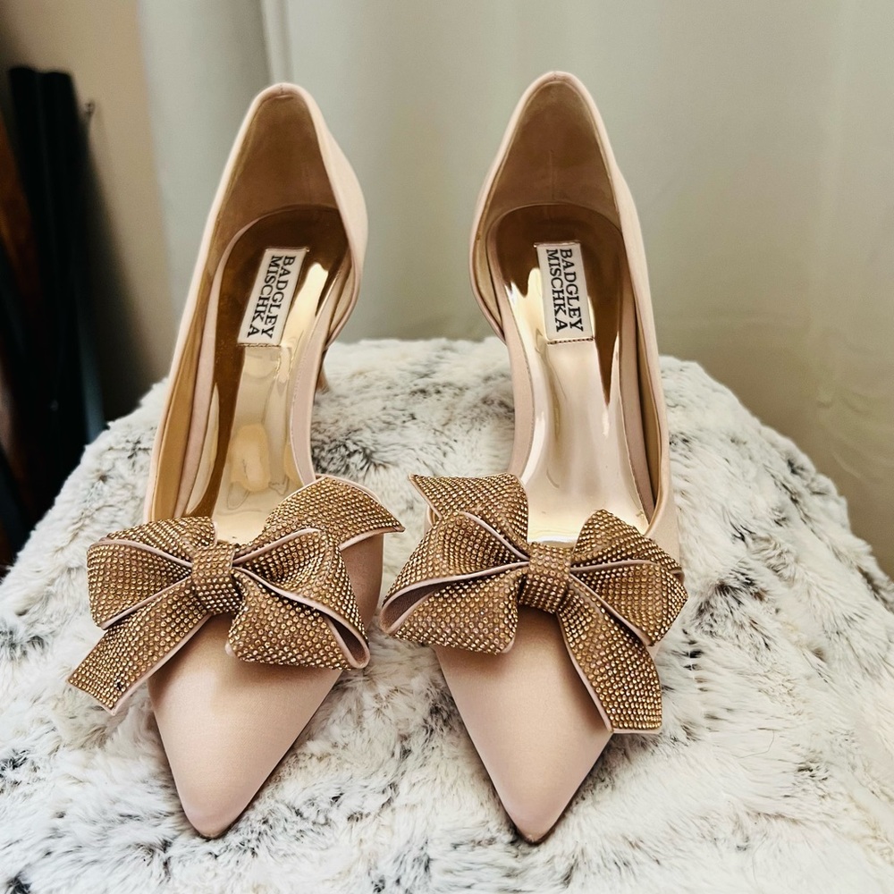 ❤️SALE❤️. Badgley Mischka Meilani Bow d’Orsay Shoes Soft Blush, US Size 7, NWT